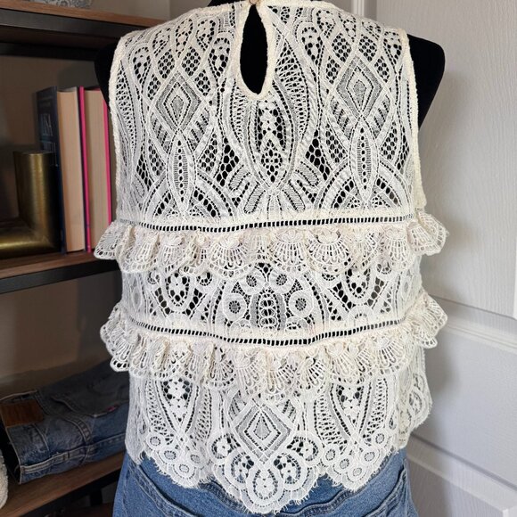 Zara Crop Lace Ruffle Tank - Size M - Picture 2 of 2